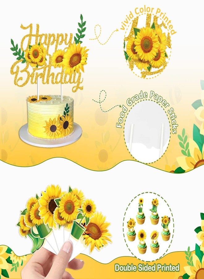 JCOOS Sunflower Party Decorations - Sunflower Birthday Party Decorations Include Balloons Banner Cake Toppers Stickers Sunflower Birthday Decorations for Women and Girls - Image 4